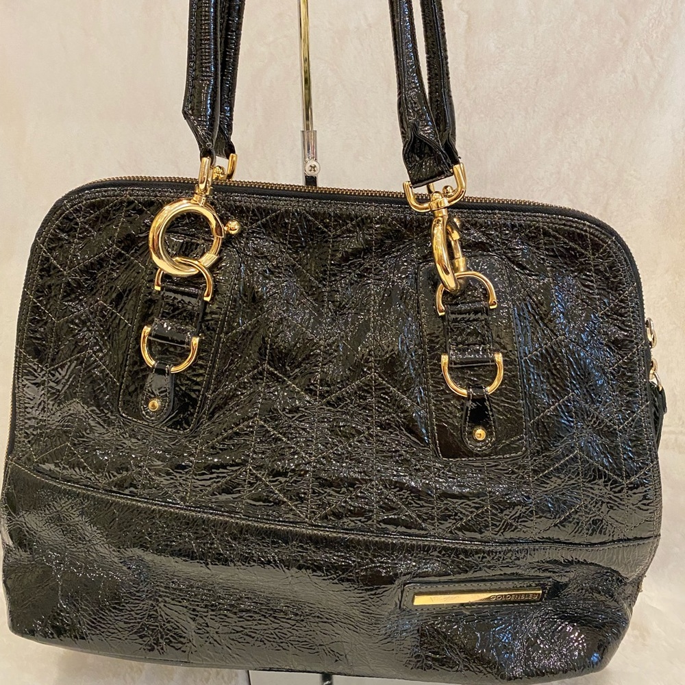 Black patented handbag